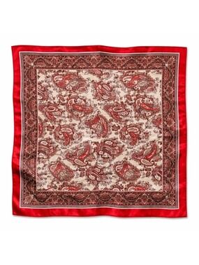 Red Paisley Wild Rag Satin Scarf Western Scarf Cowgirl Bandana Square Neck Scarf